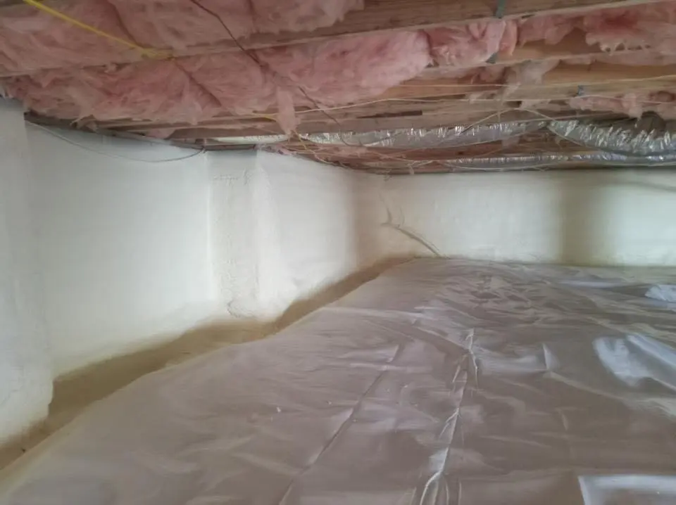 Crawl space encapsulation with closed-cell spray foam for Roof Leak Repair in Broadview